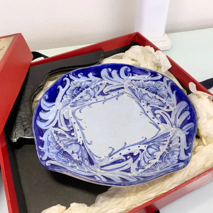 [BUNJANG] Burslem Florian Ware Blue &amp; White Porcelain Plate / BURSLEM 버슬렘 영국 핸드메이드 플로리앙 플레이트 엔틱접시 A081