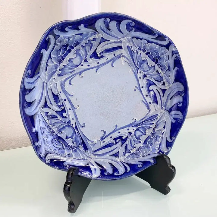 [BUNJANG] Burslem Florian Ware Blue &amp; White Porcelain Plate / BURSLEM 버슬렘 영국 핸드메이드 플로리앙 플레이트 엔틱접시 A081