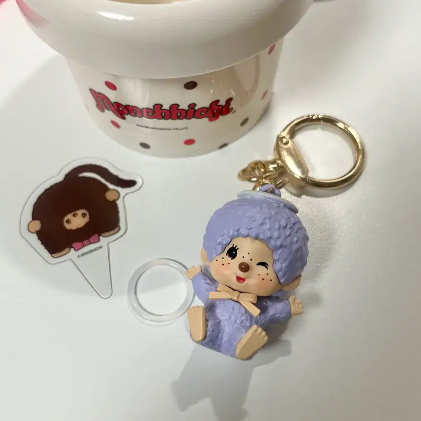 [BUNJANG] Baskin-Robbins Monchhichi Keyring, Cup, and Deco Pick Set / 배라 몬치치키링+컵+데코픽
