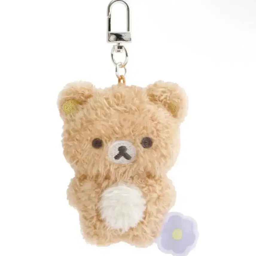 [BUNJANG] Rilakkuma Basic Flower Fuzzy Doll Keyring / 리락쿠마 베이직 플라워 뽀글이 인형 키링