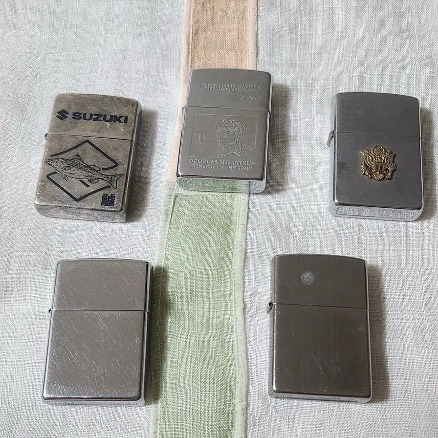 [BUNJANG] Vintage Zippo Lighters Set (Suzuki, General MacArthur, US Army) / 빈티지 / 지포(Zippo) 5종  (스즈키, 맥아더 장군, 미 육군 등) 일괄로 팝니다.