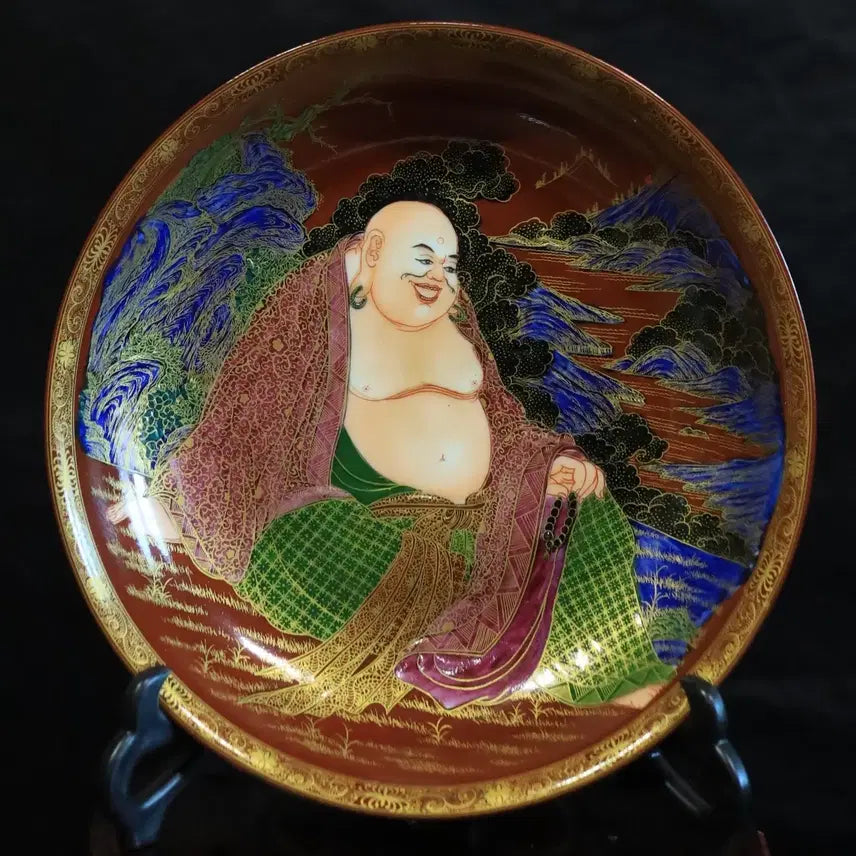 [BUNJANG] Chinese Porcelain Gilded Thread Buddha Image Plate / 중국 도자기 금사 포대화상 반