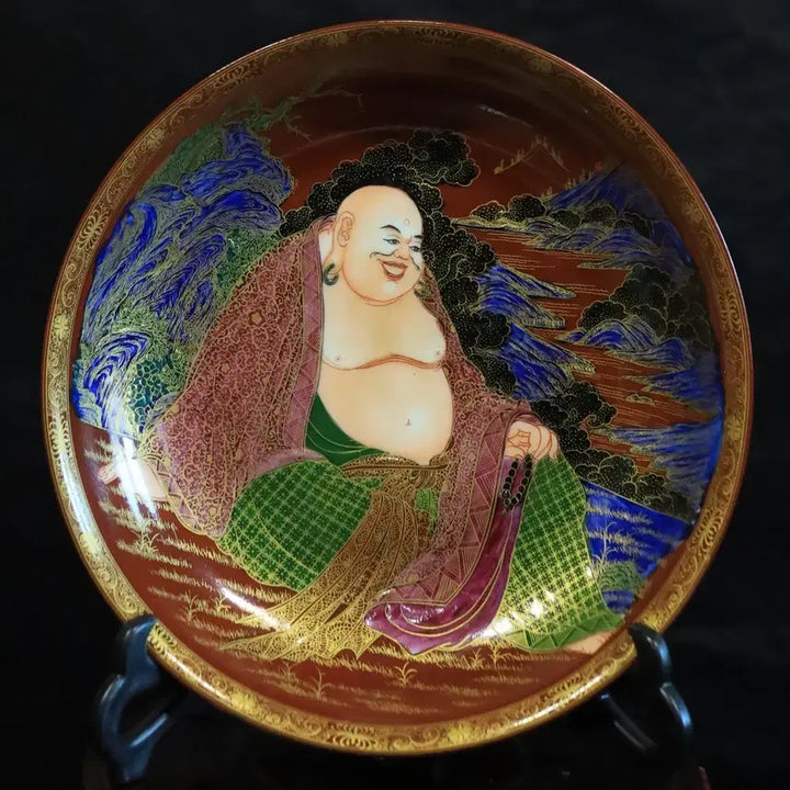 [BUNJANG] Chinese Porcelain Gilded Thread Buddha Image Plate / 중국 도자기 금사 포대화상 반 골동품 고미술품 수집품
