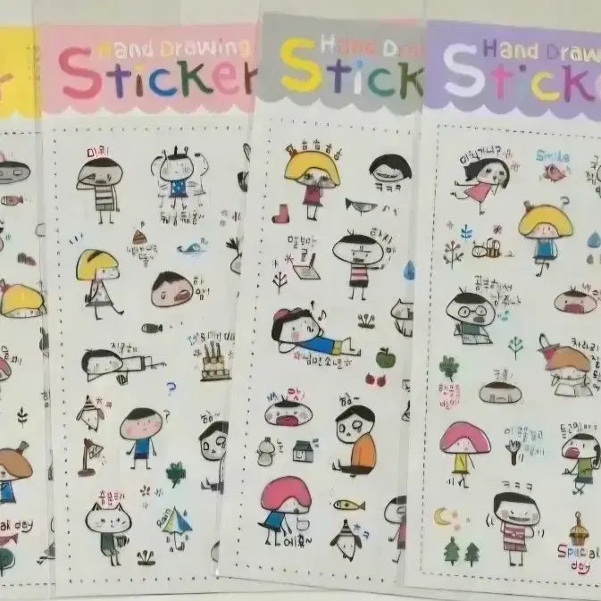 [BUNJANG] Hand-Drawn Stickers (Die-Cut) / 고전문구 손 드로잉 스티커(칼선있음)