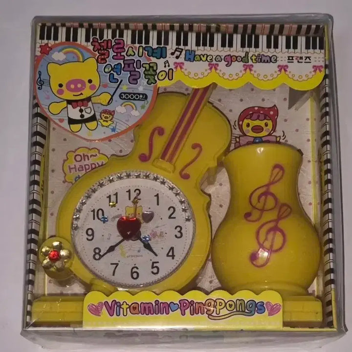 [BUNJANG] Cello Clock Pencil Holder / 고전문구 첼로 시계 연필꽂이