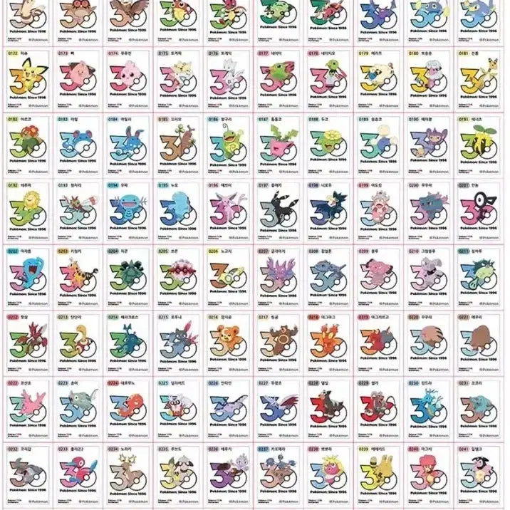 [BUNJANG] Pokemon 30th Anniversary Logo Stickers (1013 Types) / 포켓몬 1013종 30주년 로고 띠부씰 팔아요