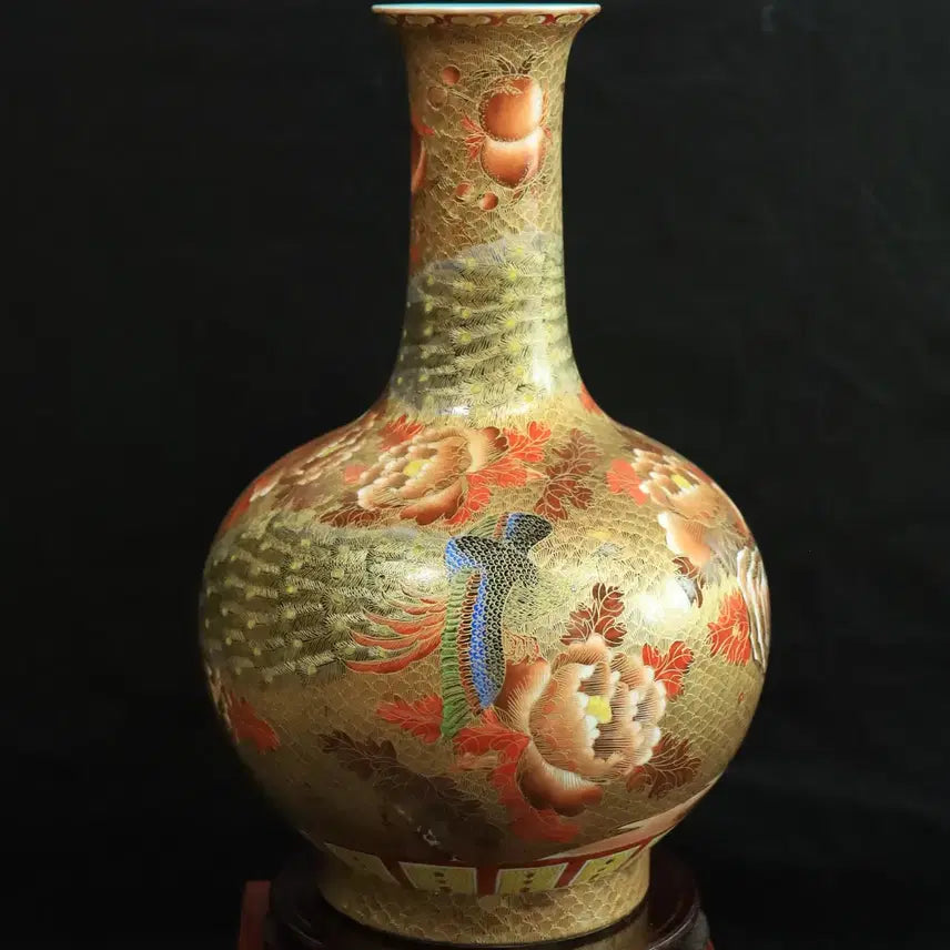 [BUNJANG] Chinese Porcelain Peacock Vase / 중국 도자기 금사법랑 공작문 상병 골동품 고미술품 수집품