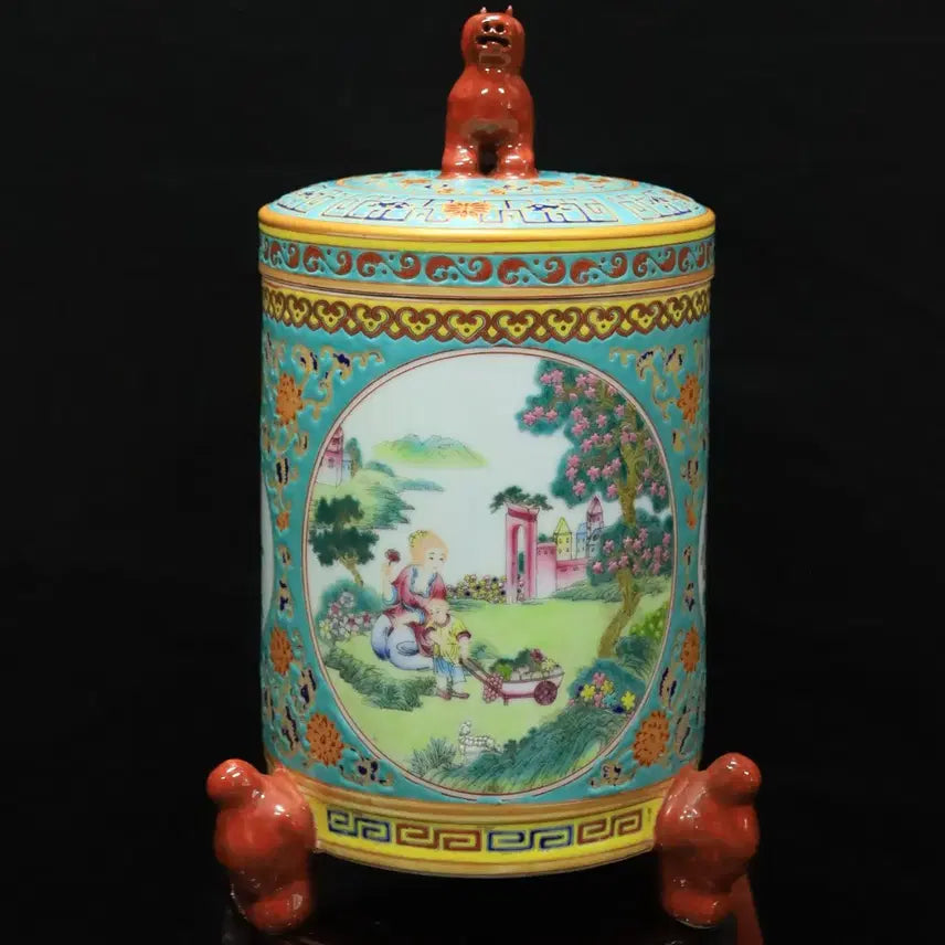 [BUNJANG] Chinese Cloisonné Enamel Hat-shaped Tripod Censer / 중국 도자기 법랑채 모자도 삼족 차 합 골동품 고미술품 수집품