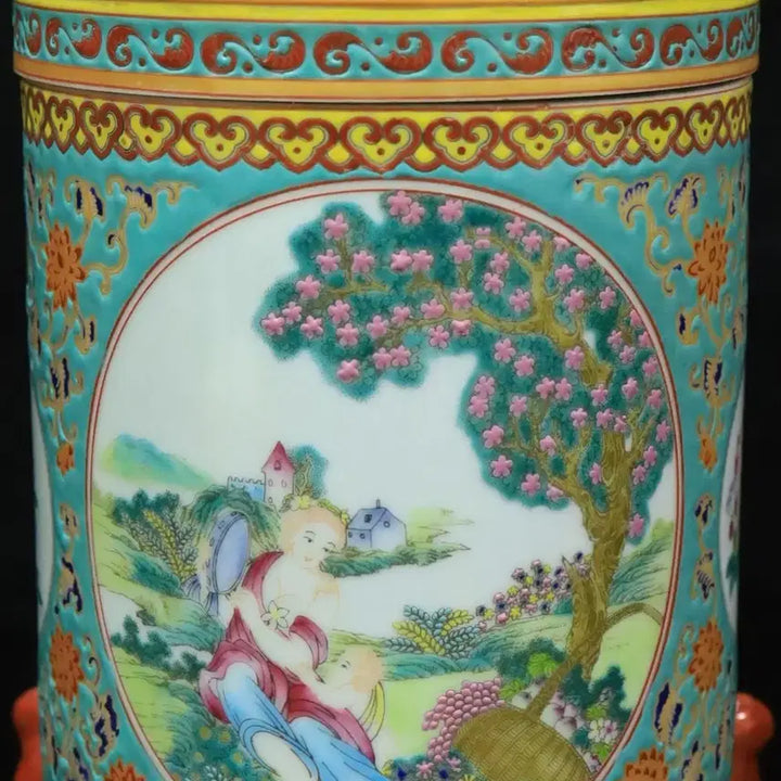 [BUNJANG] Chinese Cloisonné Enamel Hat-shaped Tripod Censer / 중국 도자기 법랑채 모자도 삼족 차 합 골동품 고미술품 수집품
