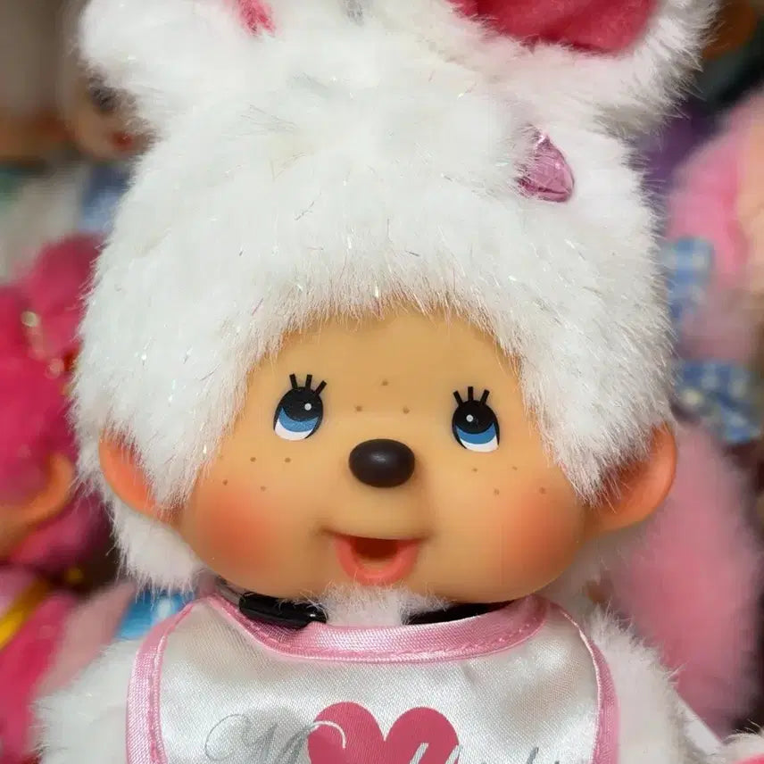 [BUNJANG] Cubic Sparkle Rabbit Monchhichi Set / 큐빅 반짝이 토끼 몬치치 세트