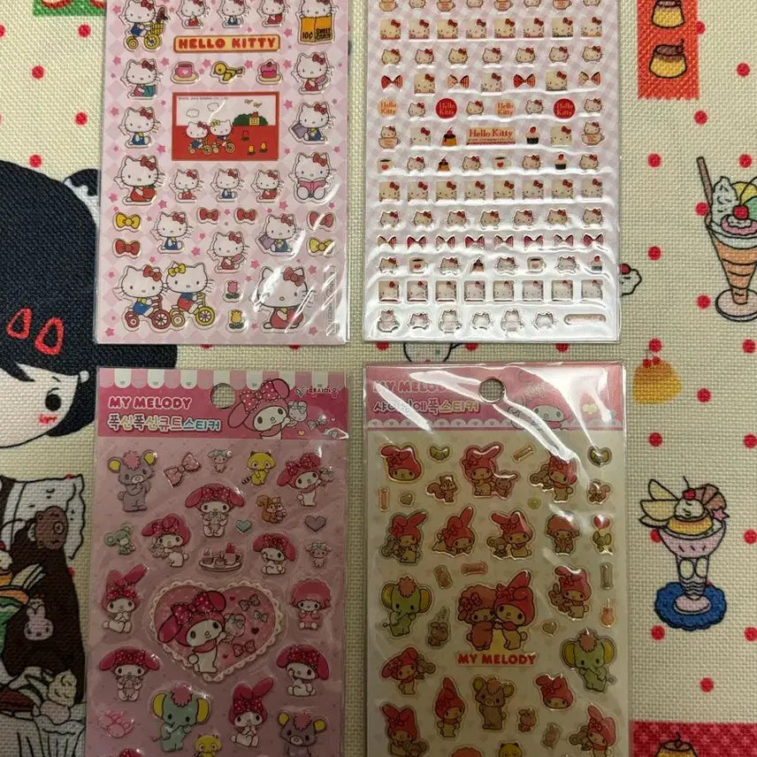 [BUNJANG] Classic Hello Kitty / My Melody Stickers (4 Types) / 고전 헬로키티/마이멜로디 스티커 4종