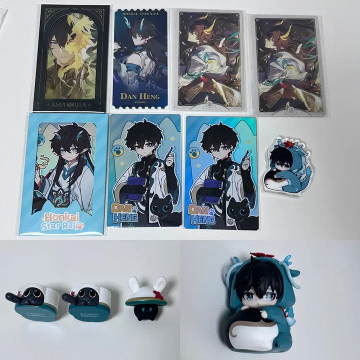 [BUNJANG] Honkai: Star Rail Dan Heng "May Meowdness" Creation Cat &amp; Mushroom Rabbit Figures + Dormitory Figure + Photocard Set / 스타레일 단항 완매의 창조물 고양이+버섯토끼 피규어+ 기숙사 피규어 +포토카드 세트