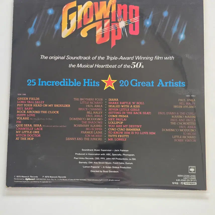 [BUNJANG] Growing Up Original Soundtrack LP / Growing Up (Original Sound Track Album) LP/ NM/가사지