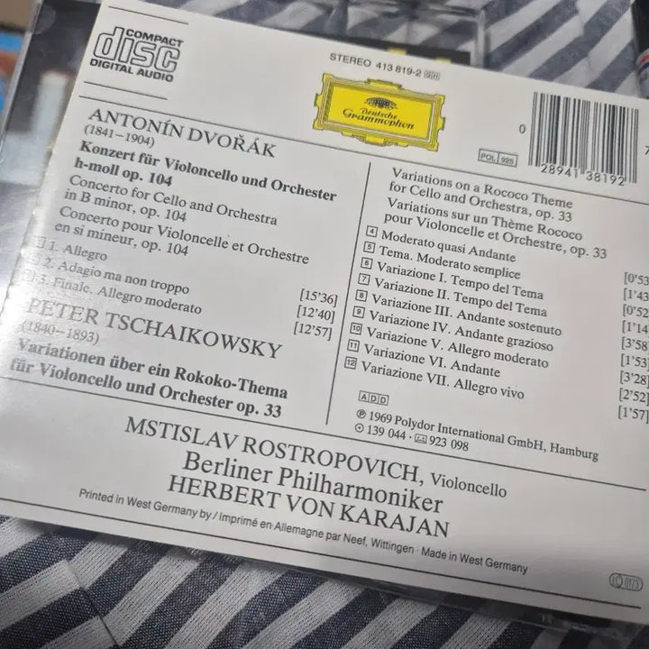 [BUNJANG] Dvorak Cello Concerto / Tchaikovsky Rococo Variations CD / 드보르작 첼로 협주곡/차이코프스키 첼로협주곡 로코코 변주곡 CD