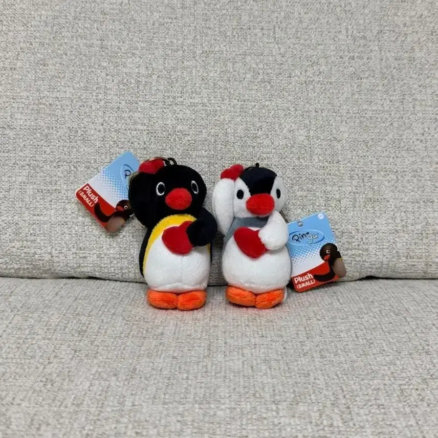 [BUNJANG] Pingu Pinguin Double Heart Standing 10cm Keyring Plush / 정품 핑구 핑가 더블하트 스탠딩 10cm 키링 인형