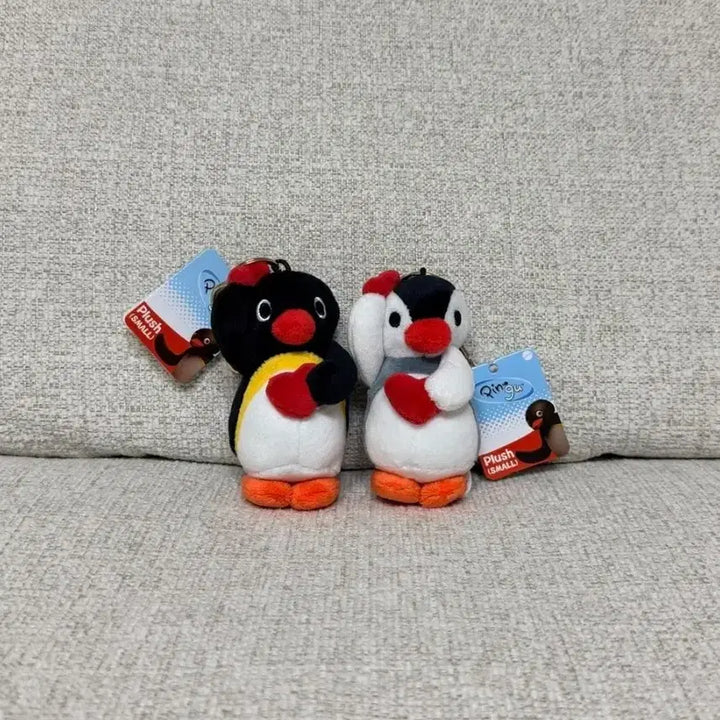 [BUNJANG] Pingu Pinguin Double Heart Standing 10cm Keyring Plush / 정품 핑구 핑가 더블하트 스탠딩 10cm 키링 인형