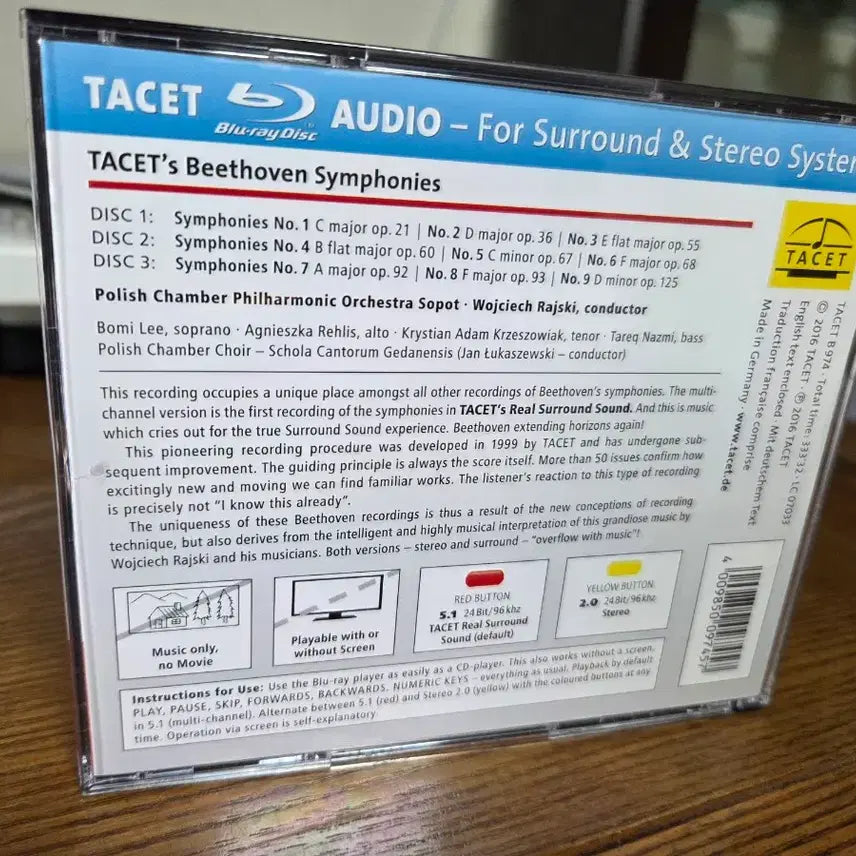 [BUNJANG] Tacet Beethoven Symphonies Complete Blu-ray Audio Unused / Tacet 베토벤교향곡 전집 블루레이 오디오 미사용품
