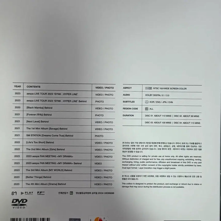 [BUNJANG] aespa SYNK:Vol.1 Episode DVD Package / 에스파 콘서트 에피소드 SYNK1 DVD 패키지 aespa aepisode