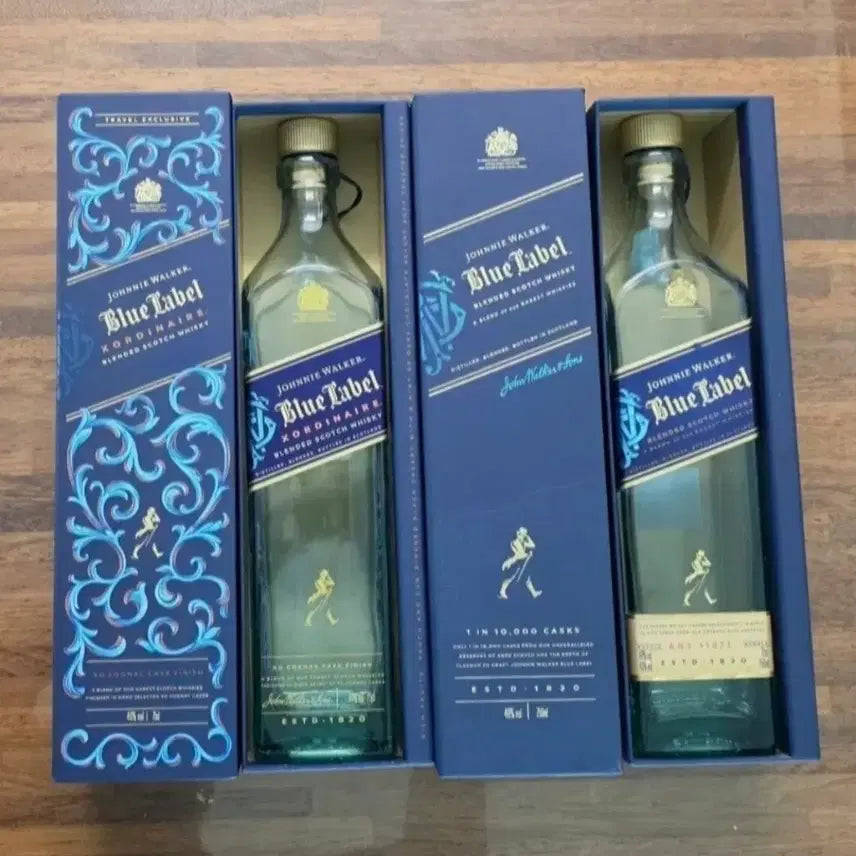 [BUNJANG] Johnnie Walker Blue Label Scotch Whisky Empty Bottles (2) with Case / 조니워커 블루라벨 스카치 위스키 공병