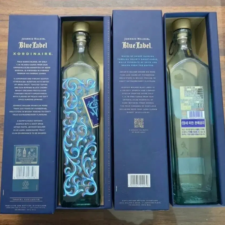 [BUNJANG] Johnnie Walker Blue Label Scotch Whisky Empty Bottles (2) with Case / 조니워커 블루라벨 스카치 위스키 공병