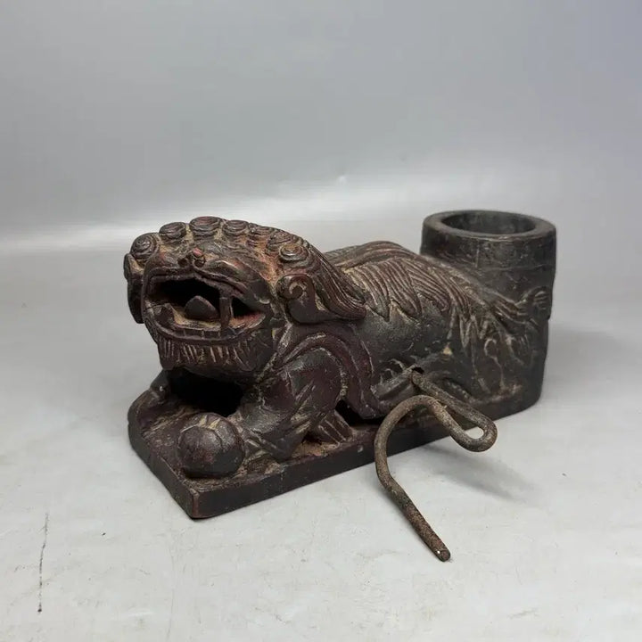 [BUNJANG] Hetae Carved Inkstone Container Antique / 해태 조각 먹줄통 민속품 골동품