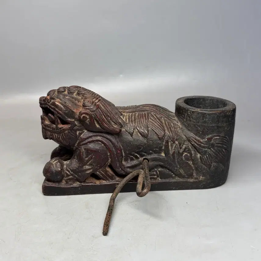 [BUNJANG] Hetae Carved Inkstone Container Antique / 해태 조각 먹줄통 민속품 골동품