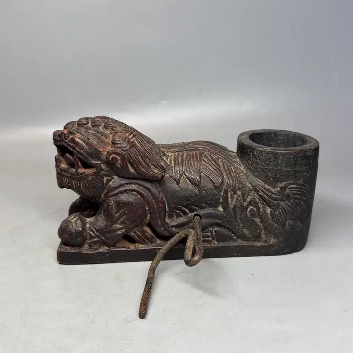 [BUNJANG] Hetae Carved Inkstone Container Antique / 해태 조각 먹줄통 민속품 골동품