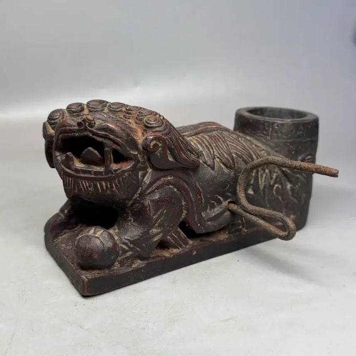[BUNJANG] Hetae Carved Inkstone Container Antique / 해태 조각 먹줄통 민속품 골동품