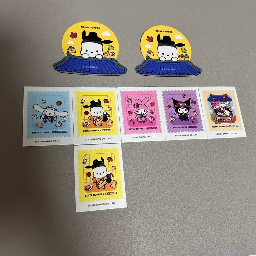 [BUNJANG] Ediya Sanrio Collaboration Stamp Sticker Bundle Set / 이디야 산리오 콜라보 우표 스티커 일괄
