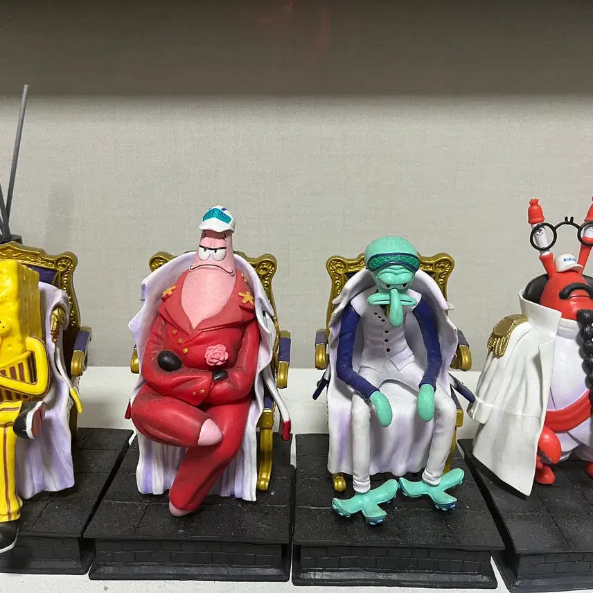 [BUNJANG] SpongeBob x One Piece Collaboration Figures (Marine Admirals + Mr. Krabs Sengoku) / 스펀지밥x원피스 콜라보피규어 삼대장+집게사장센고쿠 팝니다
