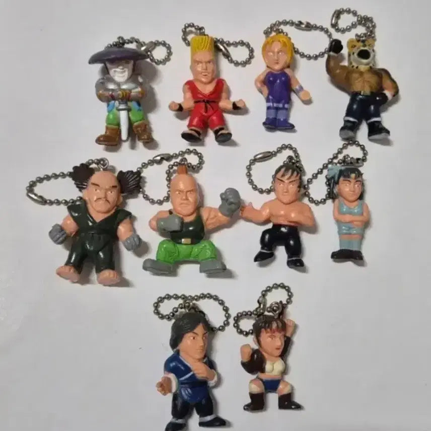 [BUNJANG] Tekken 2 Mini Figure Keychain Bundle Set / 10개일괄)고전문구 철권2 미니 피규어 키링