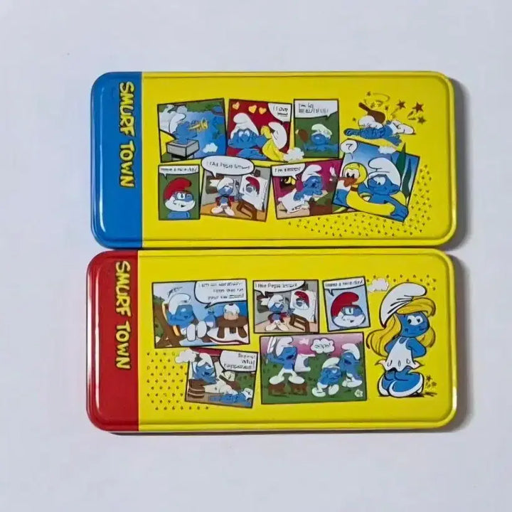 [BUNJANG] Vintage Smurf 2-Tier Tin Pencil Case / 고전문구 스머프 2단 틴필통(넓음)