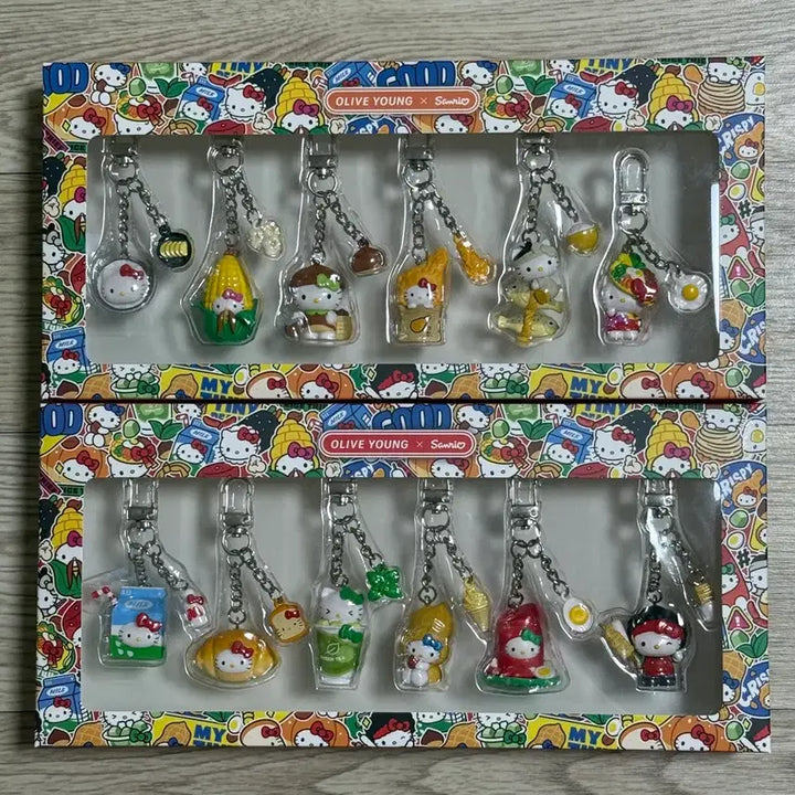 [BUNJANG] Hello Kitty Figure Keyring Food Set Bundle Set / (미개봉) 올리브영 지역 헬로키티 피규어 키링 소금빵 영광 우유 포함 간식 식사 세트 일괄