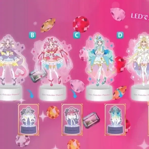 [BUNJANG] Detective Precure Acrylic Light Standee Set - Cure Answer, Mystic, Éclair, Arcana (4 Types) / 25일까지, 최종가) 명탐정 프리큐어 아크릴 라이트 스탠드 큐어 앤서 &amp; 미스틱 &amp; 에클레르 &amp; 아르카나 4종 세트