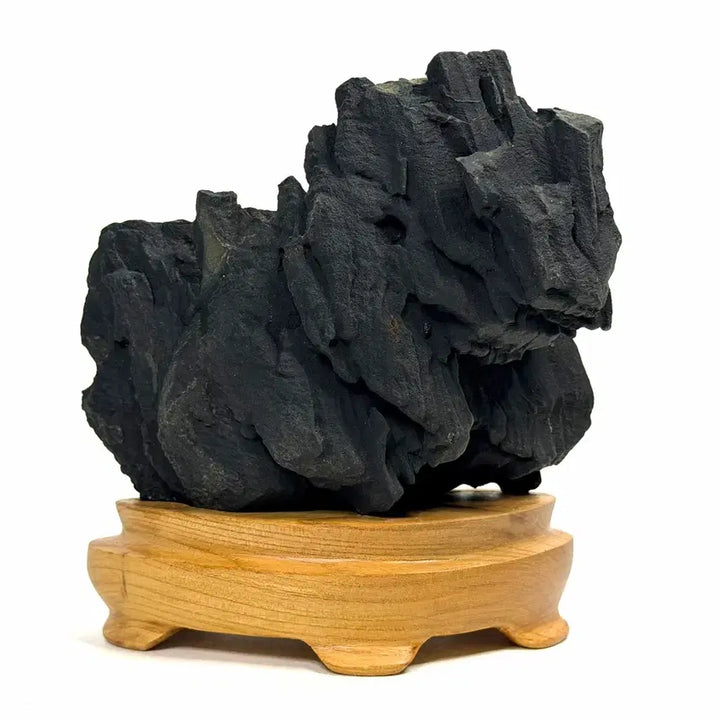 [BUNJANG] Jigok Chocolate Stone with Wooden Stand / 지곡 초코석 수석