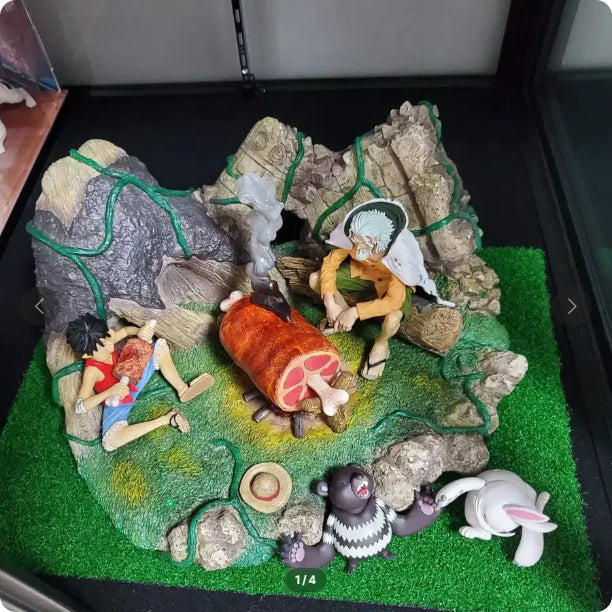 [BUNJANG] JACKSDO Monkey D. Luffy &amp; Silvers Rayleigh Diorama Set / 원피스 잭스두 루피, 레일리, 디오라마포함 3채, 수련 후 고기먹방하는 장면, 애장 피규어 23만원에 저렴히 판매합니다