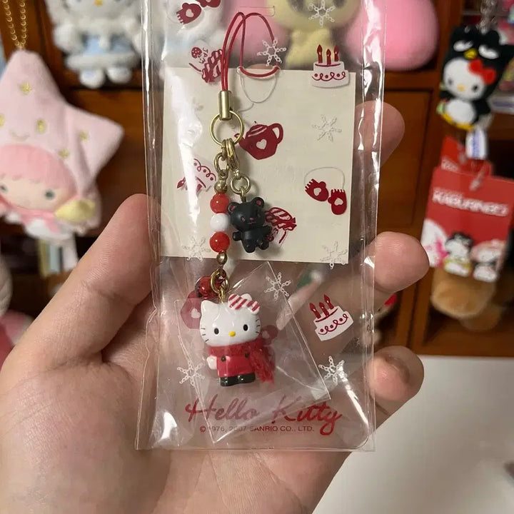 [BUNJANG] Vintage Kitty Cat Charm Strap / 고전키티 키티스트랩 크리스마스키티 타이니참 스트랩 목도리키티