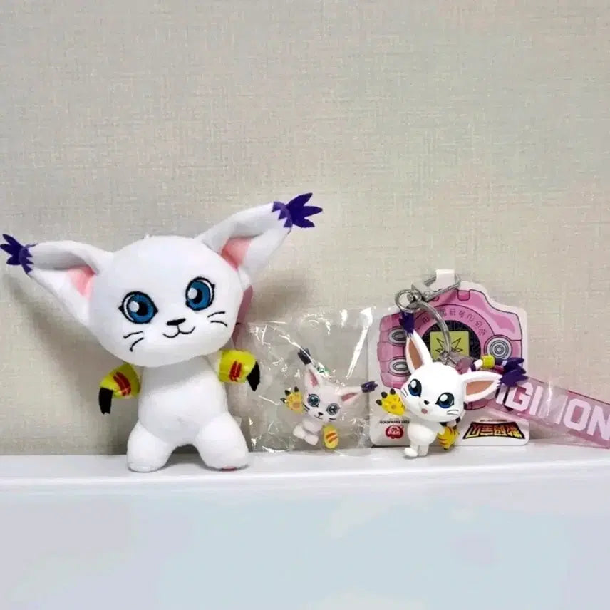 [BUNJANG] Digimon Gatomon Figure Doll Keychain 3-Set / 디지몬 피규어 인형 키링 가트몬 3종 세트