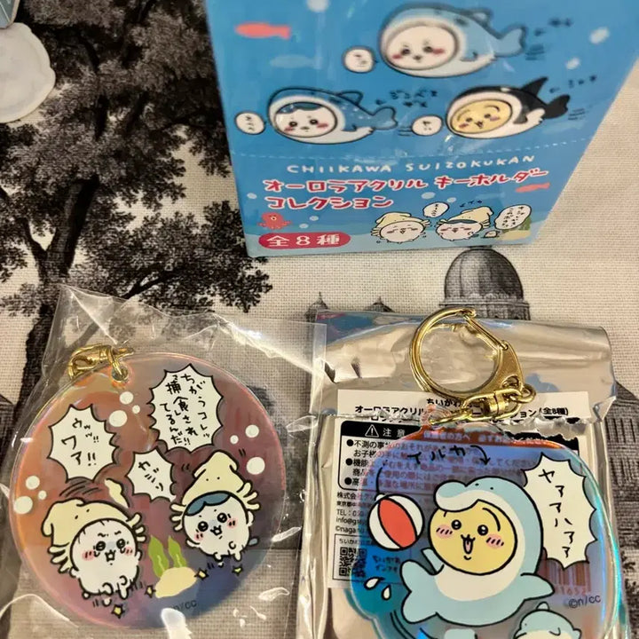 [BUNJANG] Chiikawa Aquarium Aurora Acrylic Keyholder 2-Piece Bundle Set / 치이카와 우사기 수족관 오로라 아크릴 키홀더 2종일괄