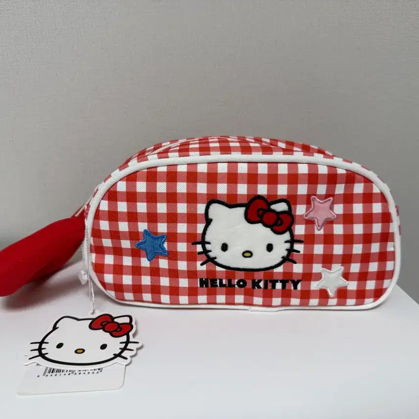 [BUNJANG] Hello Kitty Check Pouch Handle Bag / 헬로키티 체크 파우치 핸들 가방