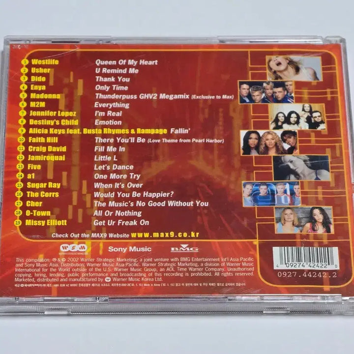 [BUNJANG] MAX 9 Pop Compilation CD (2002 Warner Music) / MAX 9 (맥스 9) 팝 컴필레이션 CD