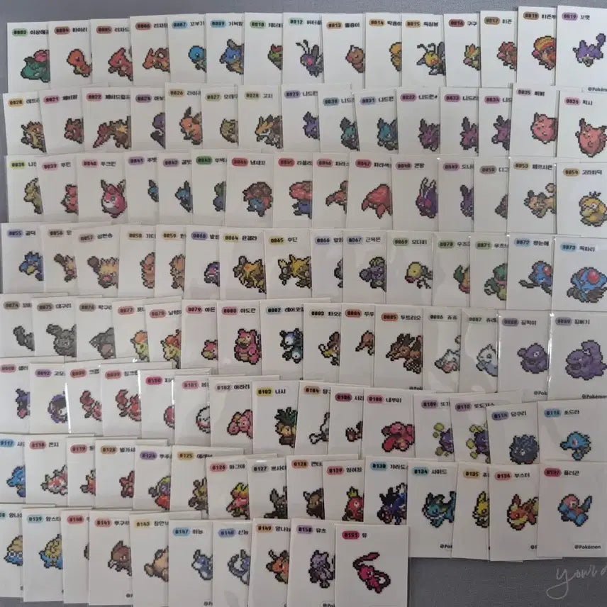 [BUNJANG] Pokemon Stickers Pixel Set 115 Types Including Mewtwo and Mew Bundle Set / 포켓몬 띠부씰 뮤츠 뮤 포함 픽셀 115종 일괄 판매.