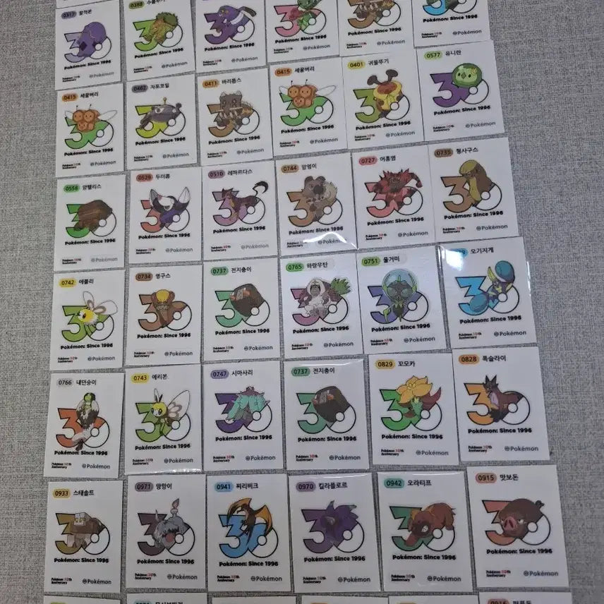 [BUNJANG] Pokemon 30th Anniversary 1013 Types Logo Stickers Individual Sale / 포켓몬 30주년 1013종 로고 띠부씰 개별판매/교환합니다