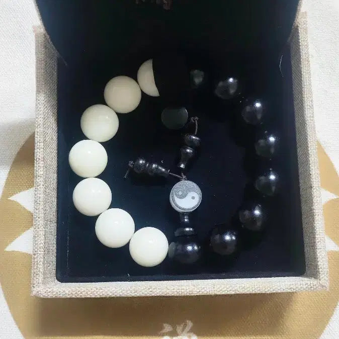 [BUNJANG] Yin-Yang-Five-Elements Bodhi Seed Prayer Beads Bracelet 15mm / 음양오행 자광흑단 보리수 조합 염주 15mm
