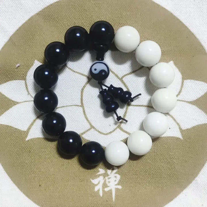 [BUNJANG] Yin-Yang-Five-Elements Bodhi Seed Prayer Beads Bracelet 15mm / 음양오행 자광흑단 보리수 조합 염주 15mm