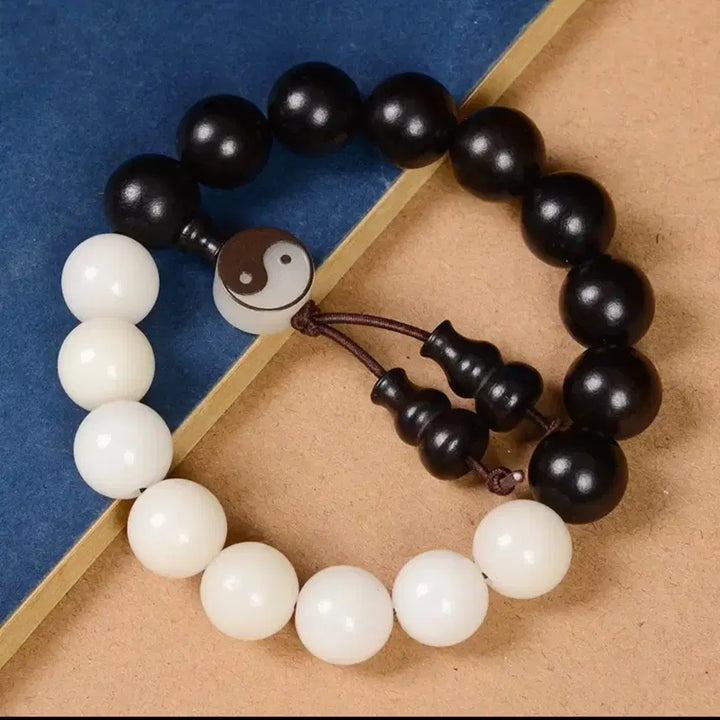 [BUNJANG] Yin-Yang-Five-Elements Bodhi Seed Prayer Beads Bracelet 15mm / 음양오행 자광흑단 보리수 조합 염주 15mm