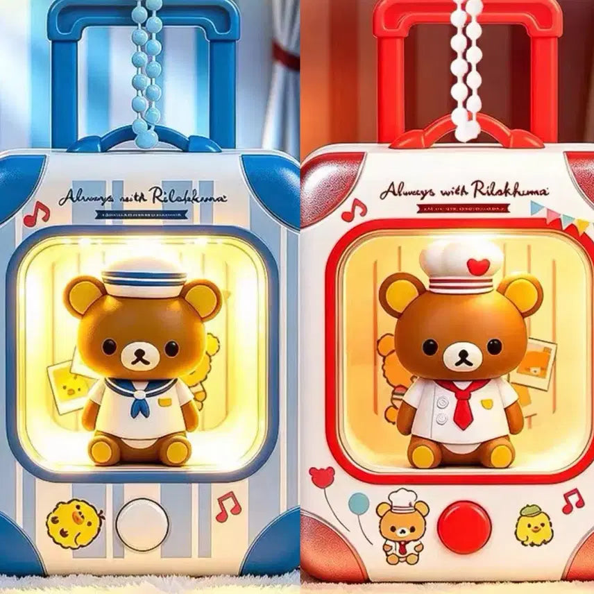[BUNJANG] Rilakkuma Carrier Random LED Figure Set (Red + Blue) / 리락쿠마 캐리어 랜덤 LED 피규어 레드 블루 새상품 2종 일괄