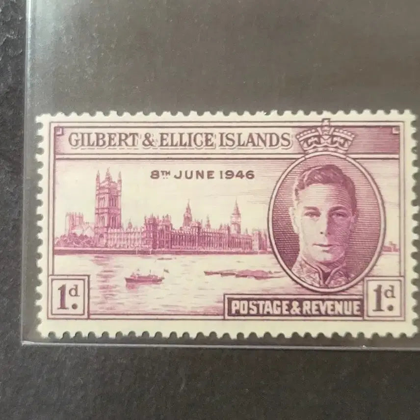 [BUNJANG] 1946 King George VI Gilbert Visit Commemorative Stamps (2 Types) / 1946년 킹조지6세 길버트방문기념 우표 2종Gilbert &amp;Ellice Islands