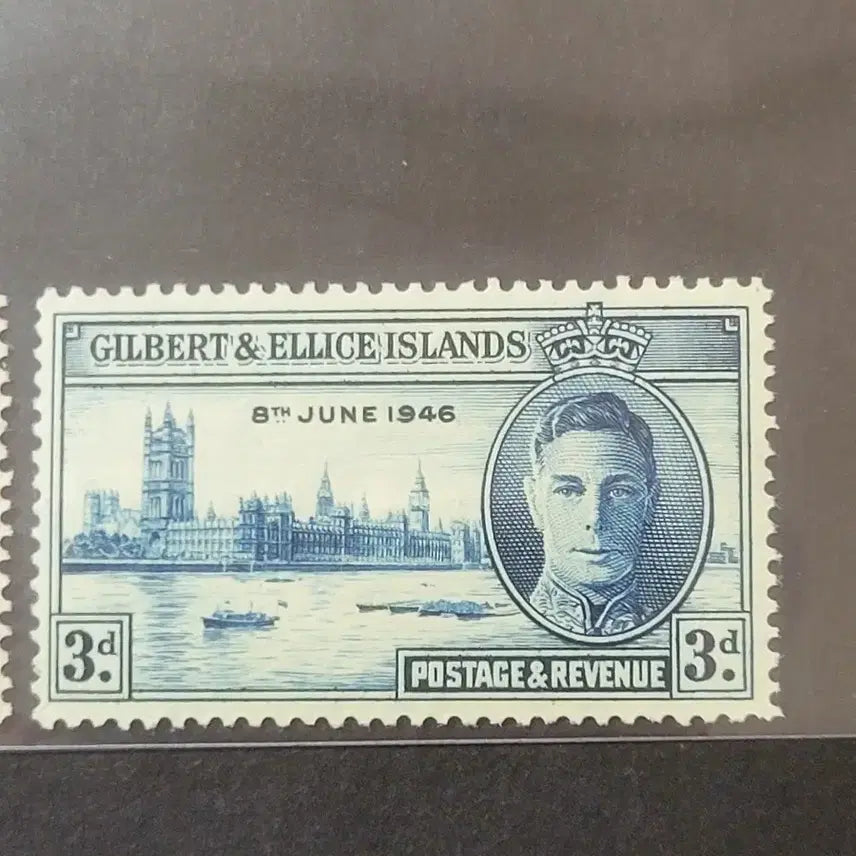 [BUNJANG] 1946 King George VI Gilbert Visit Commemorative Stamps (2 Types) / 1946년 킹조지6세 길버트방문기념 우표 2종Gilbert &amp;Ellice Islands