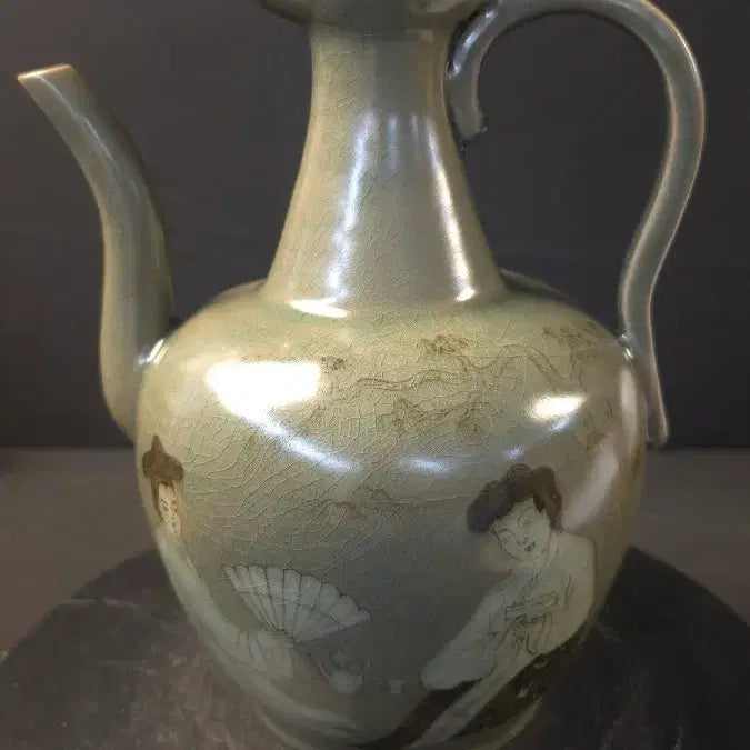 [BUNJANG] Korean Celadon Porcelain Vase with Phoenix Head / 260918-3 상감청자 인물문 봉황두 주자